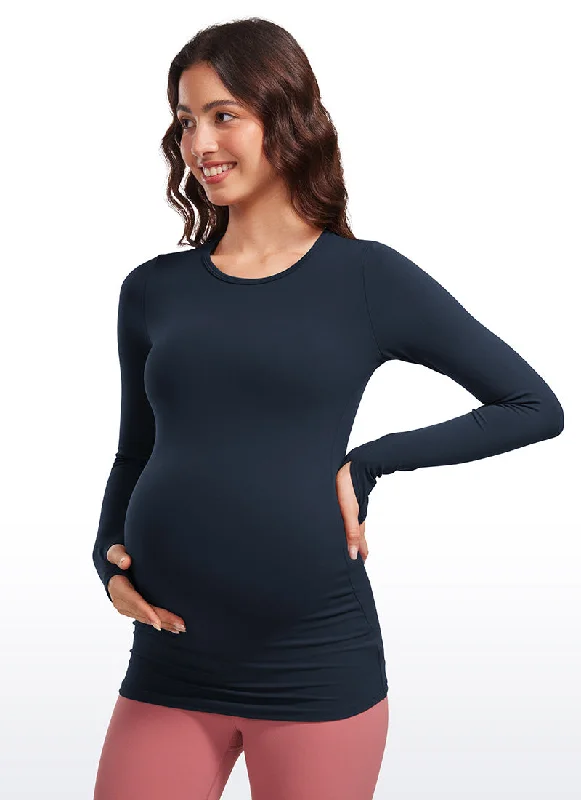 Printing decoration Butterluxe Long Sleeve Maternity Crewneck T-Shirts