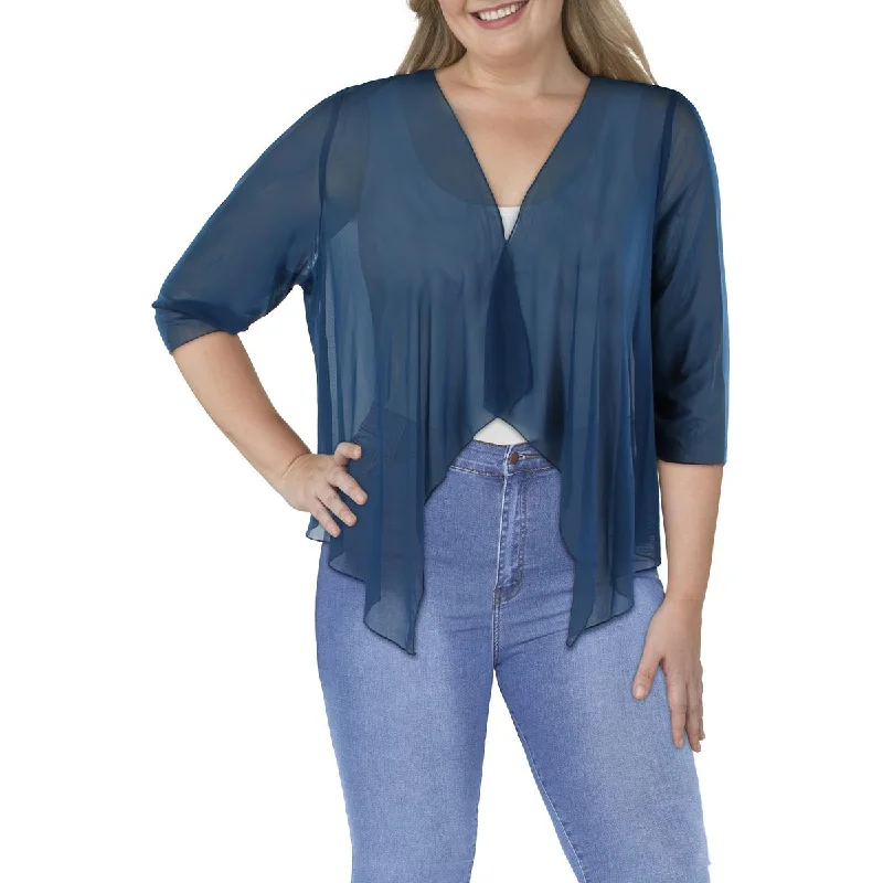 British casual Connected Apparel Womens Plus Knit Asymmetric Bolero