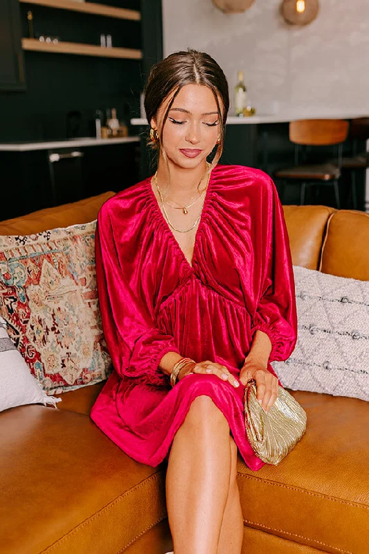 Printed pattern Uptown Elegance Velvet Mini Dress in Red