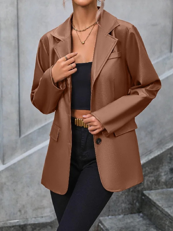 Sports Functional Style Ivy Lane Pocketed Button Up Collared Neck Blazer