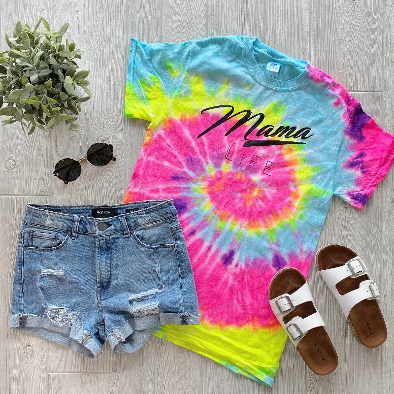 Single-shoulder Neck Design Retro Mama • Tie-Dye Tee