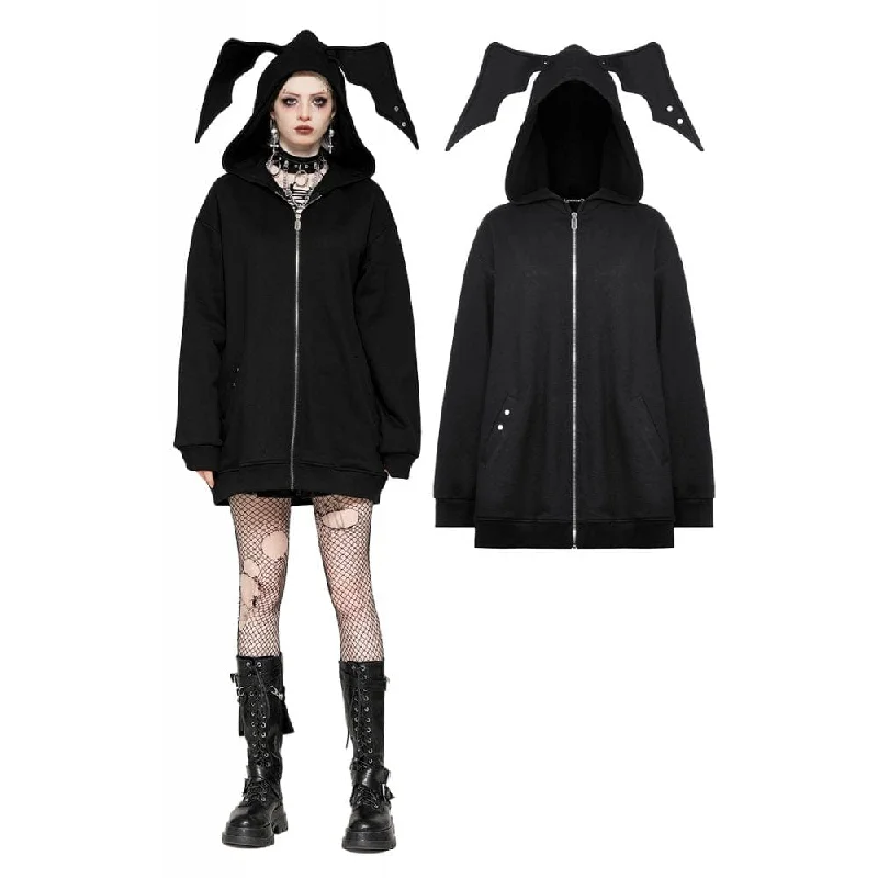 Knitted Design Women's Punk Batwing Zip Hoodie