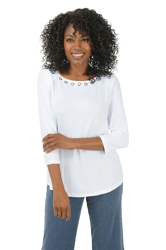Classic style Casual Luxe Grommet Neck Knit Top
