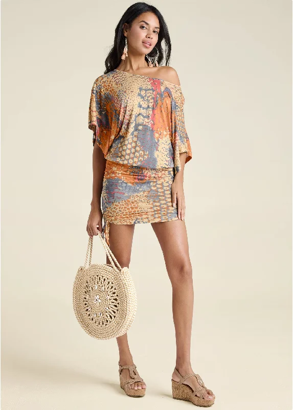 Amazing design Banded Convertible Dress - Orange Multi