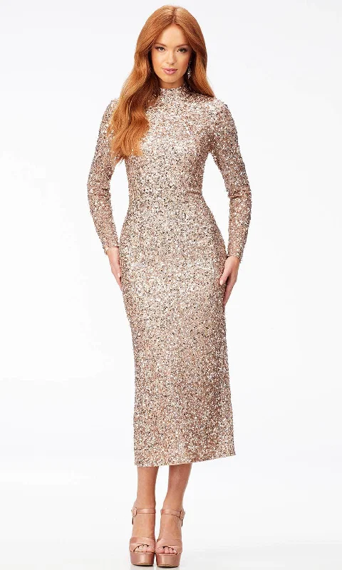 Amazing design Ashley Lauren 11197 - Long Sleeve High Neck Tea-Length Dress