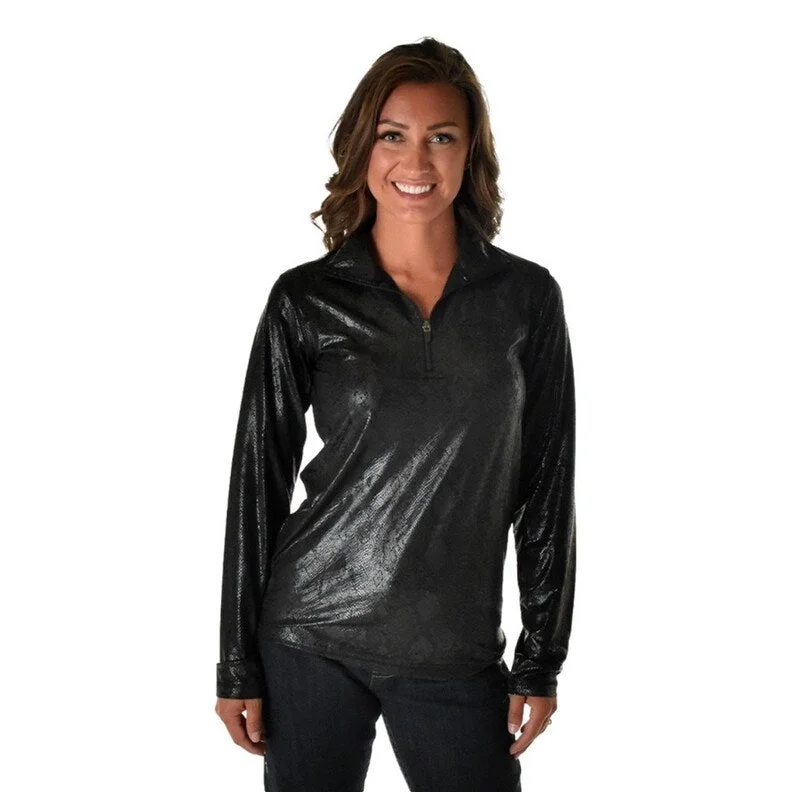 Moisture wicking Cowgirl Tuff Western Sweatshirt Womens Cadet Logo Black 100722