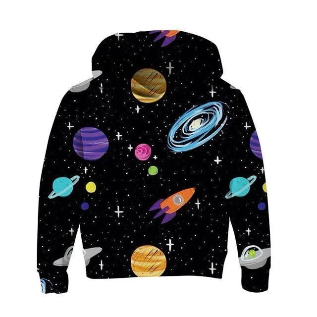 Trendy Traveler Hoodie, Kids 3D Hoodies, Galaxy