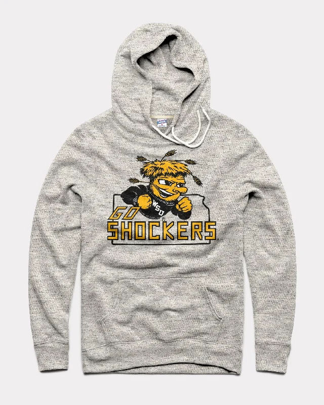 Comfortable and simple Shockers State Athletic Grey Hoodie