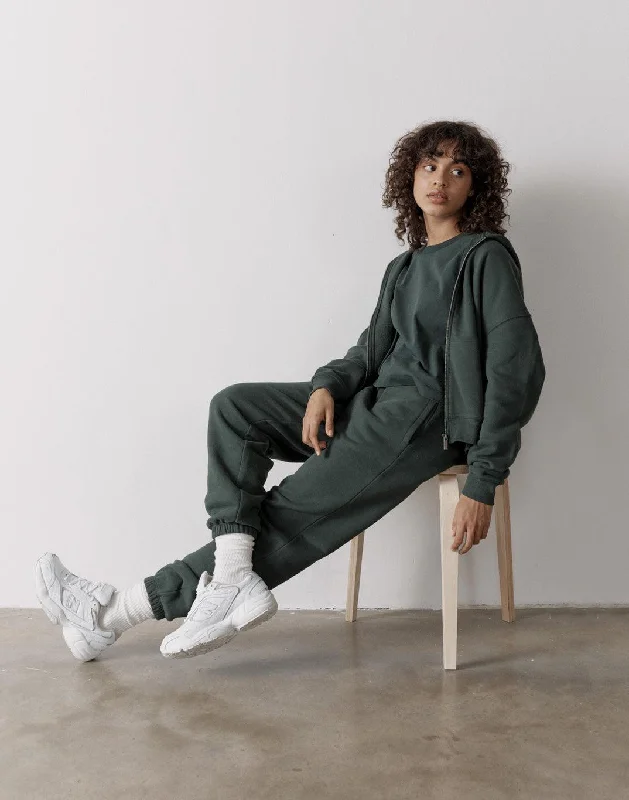 Simple research The Womens Full Zip Hoodie in Earth Green