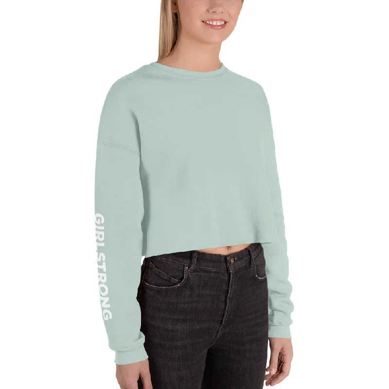 High-waisted pants style EVERYDAY GIRLSTRONG FLEECE CROPPED SWEATSHIRT DUSTY BLUE