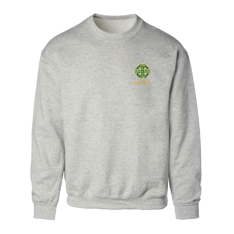 Sports litigation style Celtic Cross Embroidered Personalized Sweatshirt- Gray