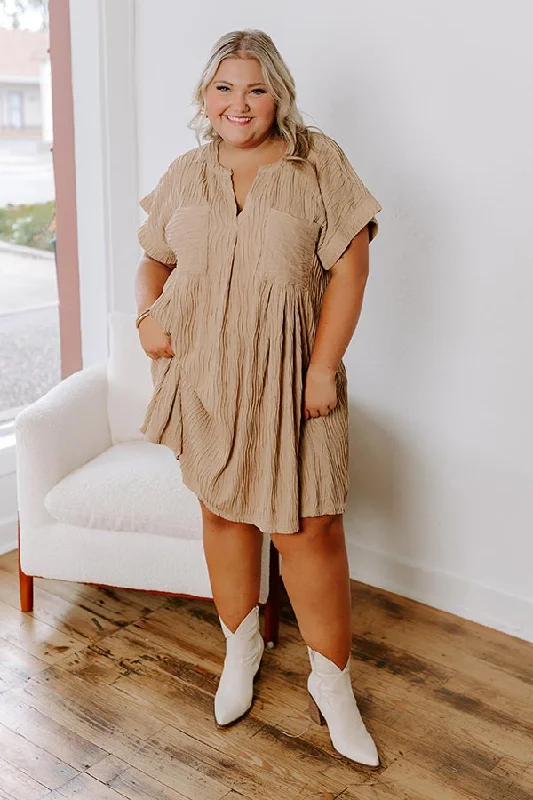 Sports Tights Long Weekend Wonderful Shift Dress In Warm Taupe Curves