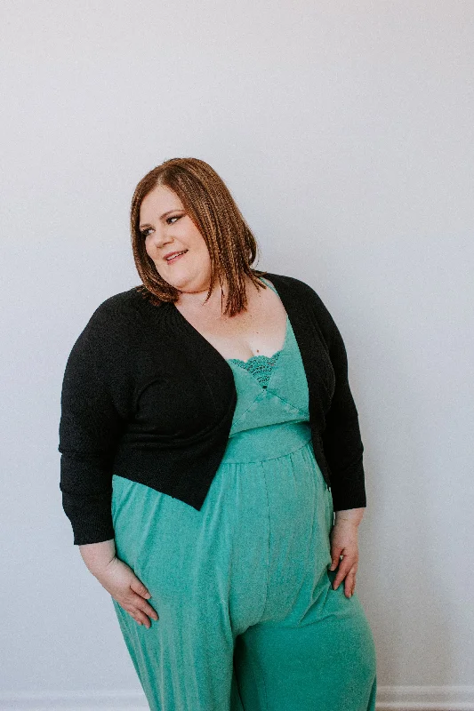 Low-key Luxury LIGHTWEIGHT SHORT CARDIGAN IN BLACK