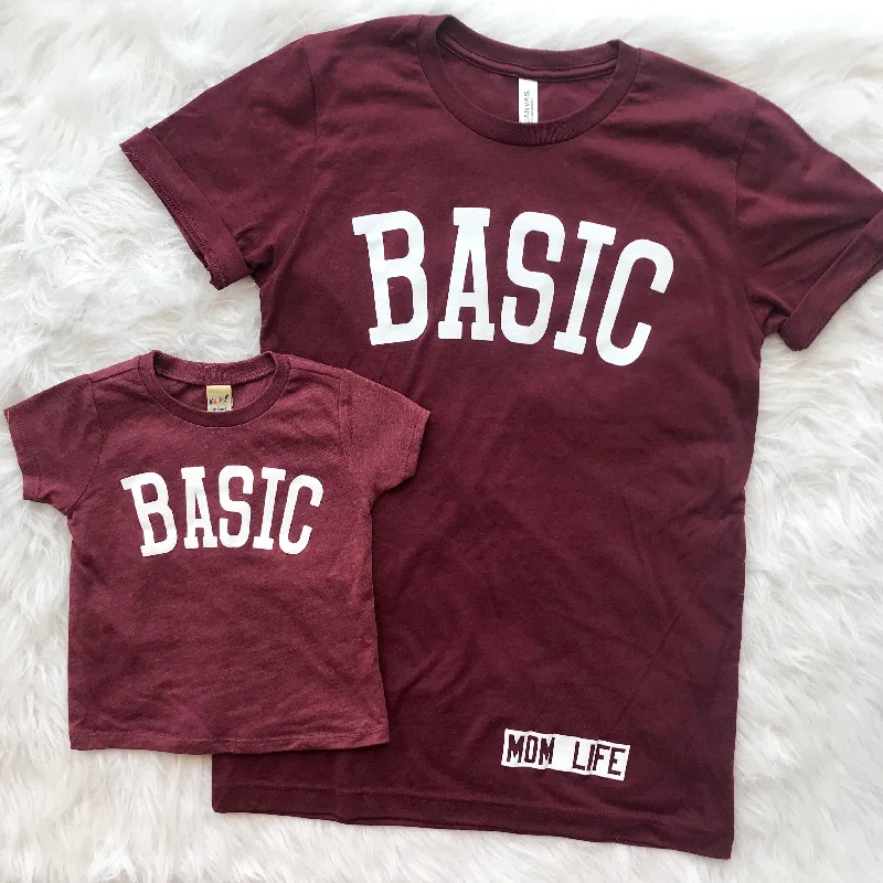 High-waisted pants style BASIC Tee • Maroon