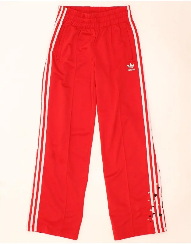 Sports High Waist Style ADIDAS Womens Tracksuit Trousers UK 10 Small Red Polyester