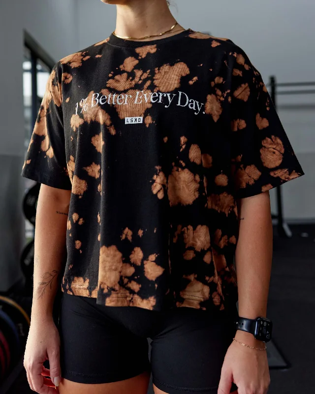 Elegant Style 1% Better Heavyweight Cropped Tee - Black-Bleach-Tiedye