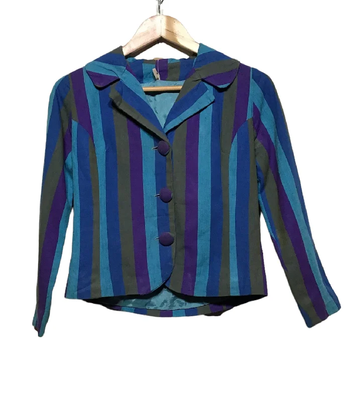Knitted Design Striped Cropped Blazer (Size XS/S)