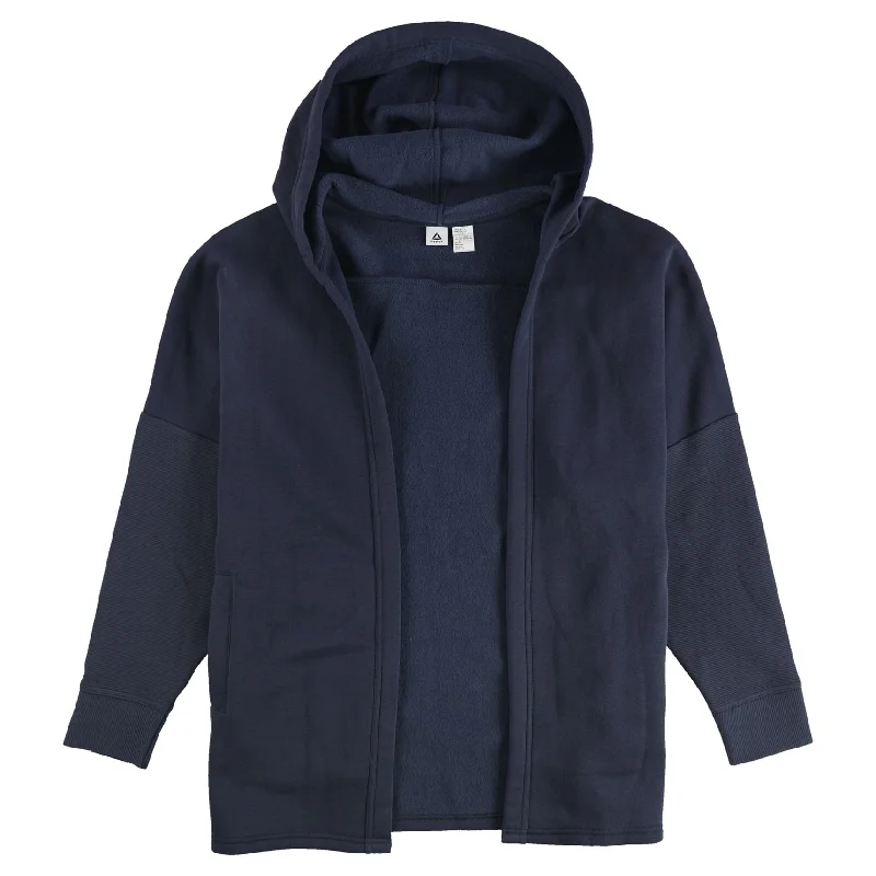 Street Show-off Style Reebok Womens Studio Cover Up Hoodie Sweatshirt, Blue, 1X
