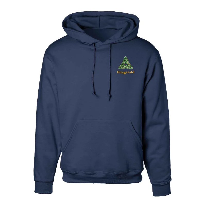 Fashion Style Celtic Triangle Knot Embroidered Personalized Hoodie- Navy