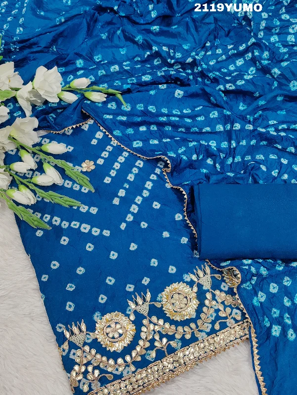 Avant-garde trend KcPc New Beautiful Tapeta Silk Bandhani Gotapatti Salwar Suit RT