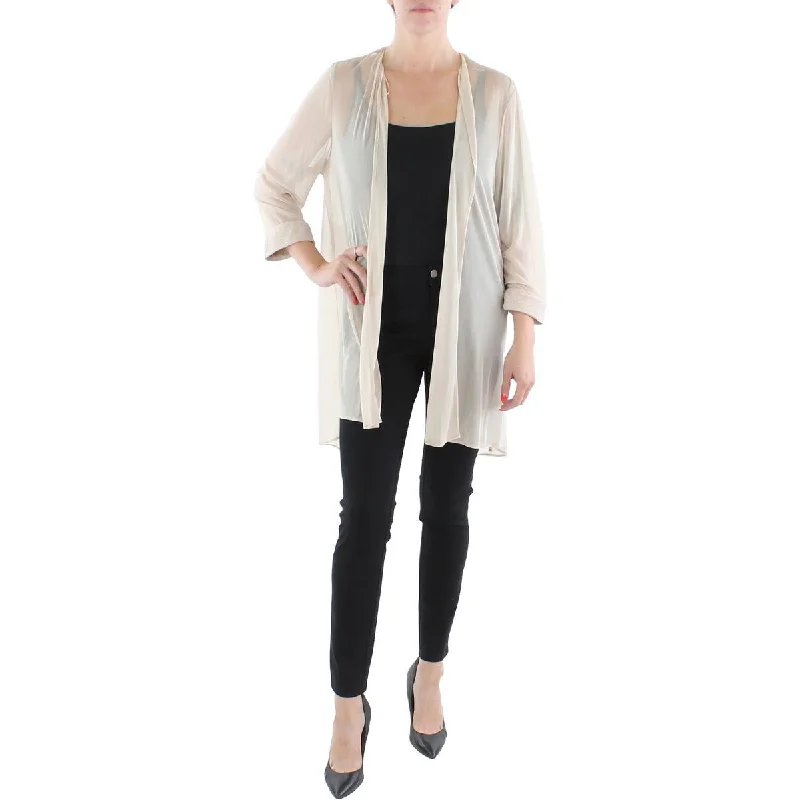 Sports Zipper Style R&M Richards Womens Mesh Sheer Duster Blazer