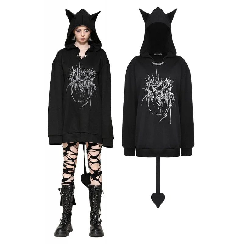 Elegant Style Women's Punk Star Studs Bat Ear Hoodie