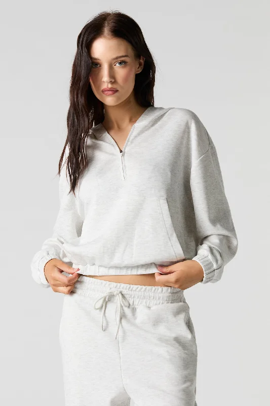 High-end atmosphere Active Quarter Zip Cinched Fleece Hoodie