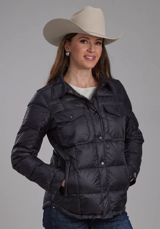 Sports Zipper Style Roper Womens Down Filled Shirt Black 100% Nylon Softshell Jacket