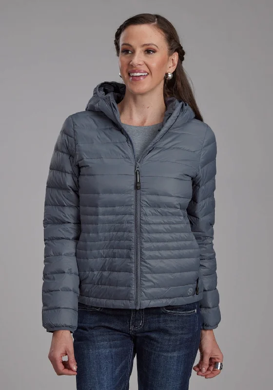 Sports Express Roper Womens Parachute Down Fill Silver Blue 100% Nylon Softshell Jacket
