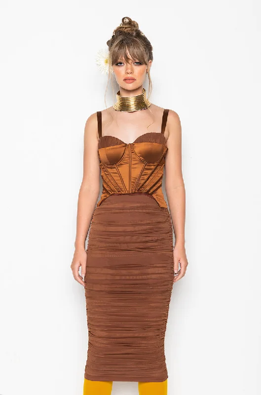 Independent design EYES ON THIS CORSET MIDI DRESS