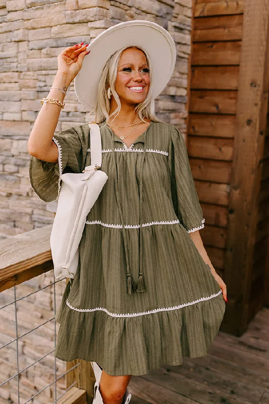 Single item design Simply Lovely Tiered Mini Dress in Olive