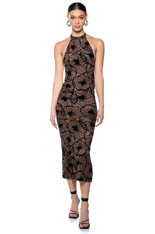 Stand-up collar design EBERLY FLORAL MAXI DRESS