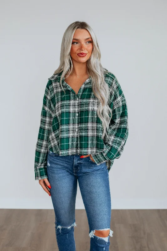 Fashionable sports Jona Flannel Top - Pine