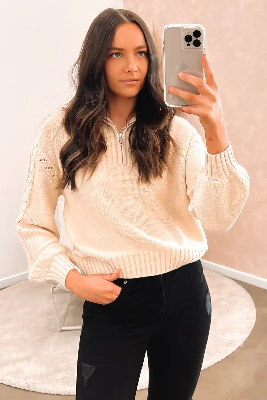 Advanced Customization Amelie Half Zip Knit Coconut Cream