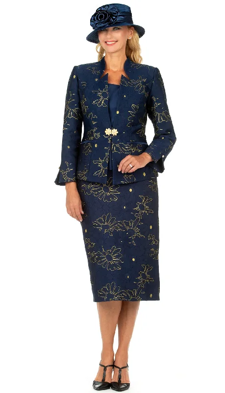Fashion Style Giovanna Church Suit G1172-Navy