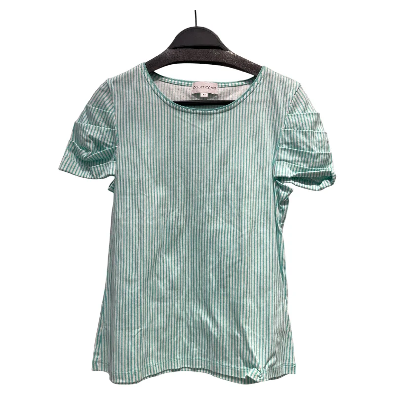 Street Style Suit Courreges/T-Shirt/40/Stripe/Cotton/BLU/teal stripe, ruffle sleeve