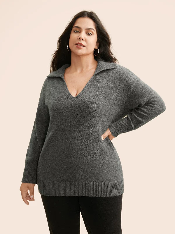 Noble Temperament Supersoft Essentials Lapel Collar Wool Pullover