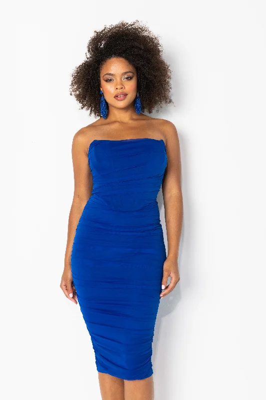 Comfortable down SUMMER NIGHTS CORSET MIDI DRESS ROYAL BLUE