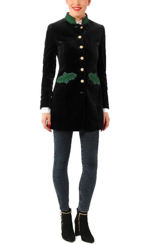 Sports Jacket Long blazer from black velvet and green loden