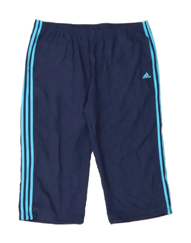 Energetic ADIDAS Womens Capri Tracksuit Trousers UK 22 3XL  Navy Blue Polyester