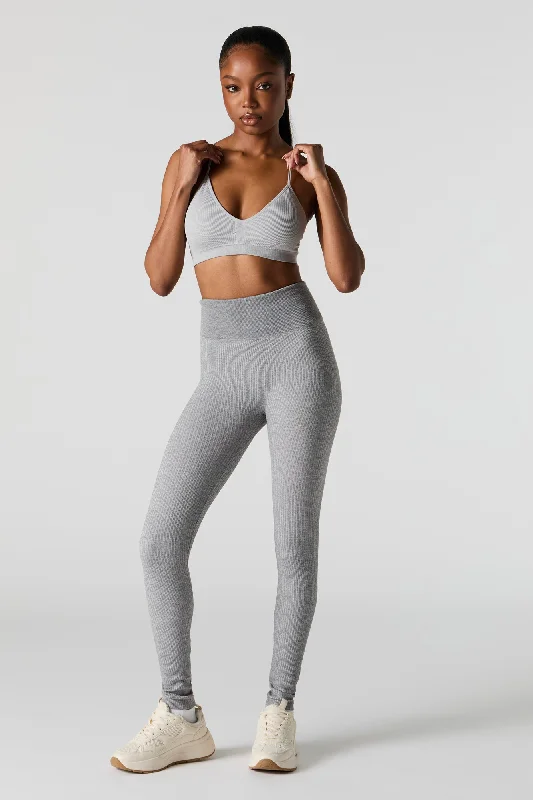 Sports Fitness Wear Ribbed Fleece Legging