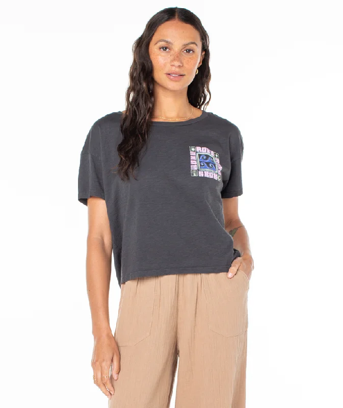 Noble Temperament Roxy Wave Block Tee-Phantom