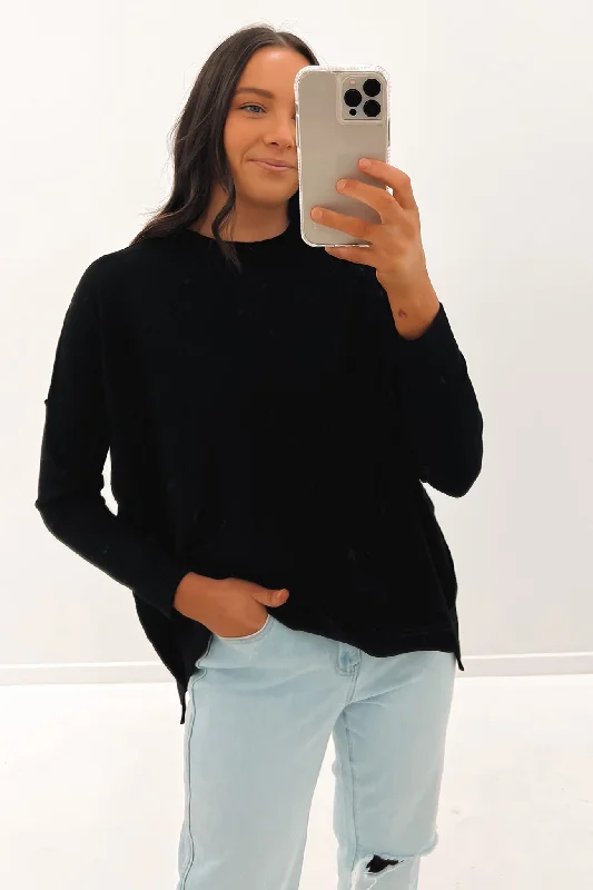 Casual And Versatile Edward Knit Jumper Black