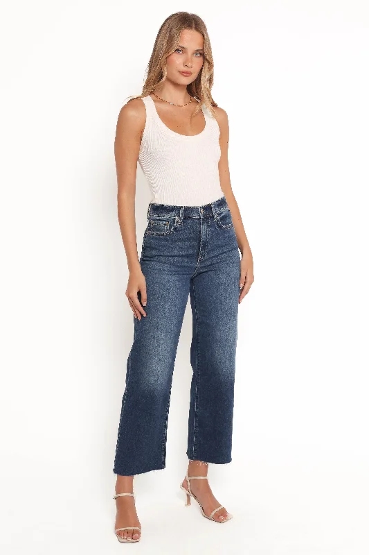 High-waisted pants style Pleaser Wide Leg Crop Jean - Uptown