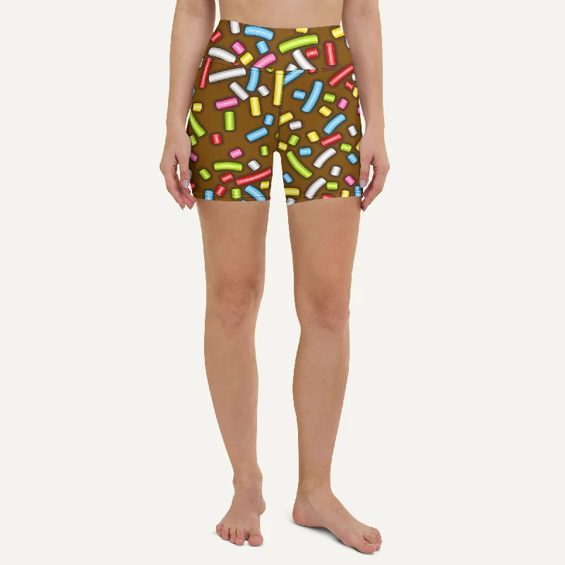 Exquisite workmanship Chocolate Donut Sprinkles High-Waisted Shorts