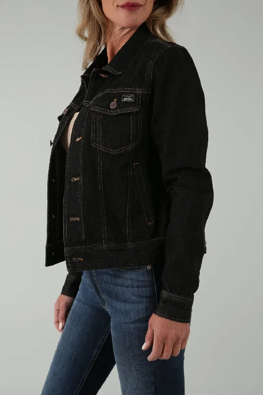 High-end atmosphere Kimes Ranch Womens Langley Trucker Black 100% Cotton Cotton Jacket