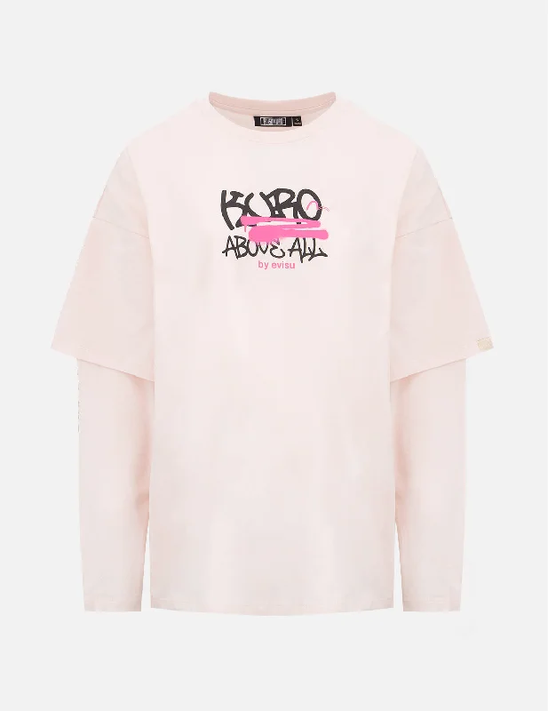 Sports Vitality Style Graffiti Slogan Print 2-in-1 T-shirt