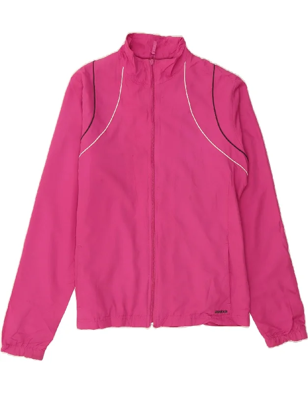 Design sense REEBOK Womens Tracksuit Top Jacket UK 16 Large Pink Polyester