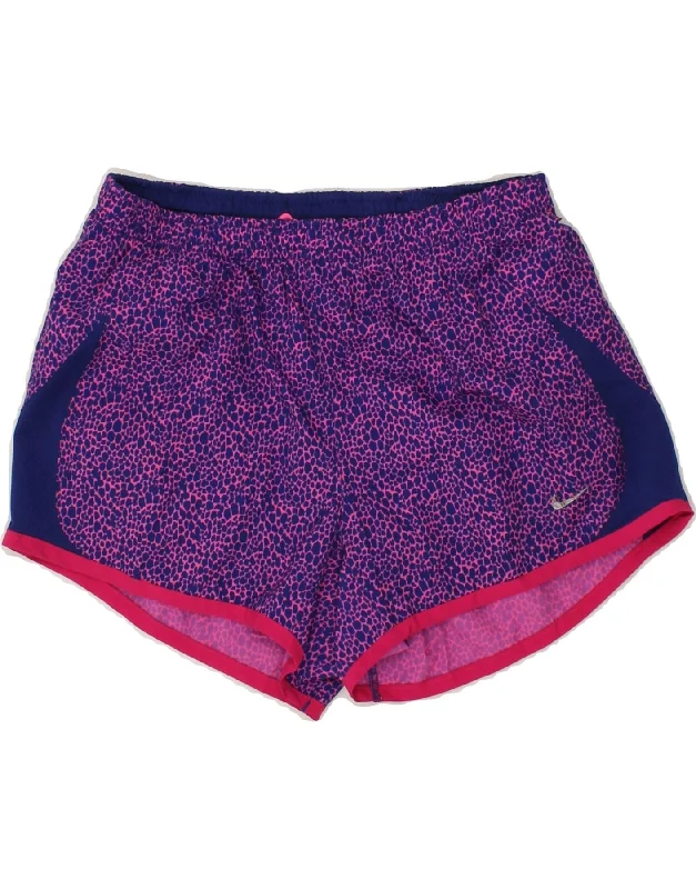 Hip-hop Style NIKE Womens Sport Shorts UK 6 XS  Purple Animal Print Polyester