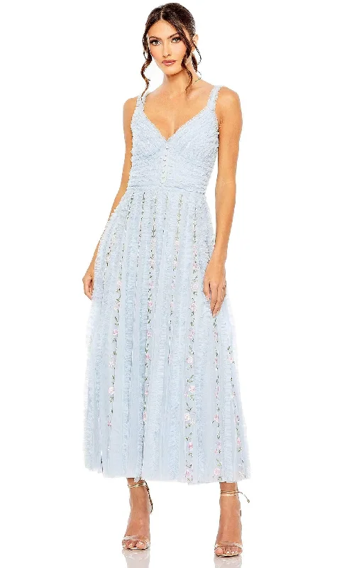 Fun and cute Mac Duggal 8027 - V-Neck Ruffle Embroidered Midi Dress